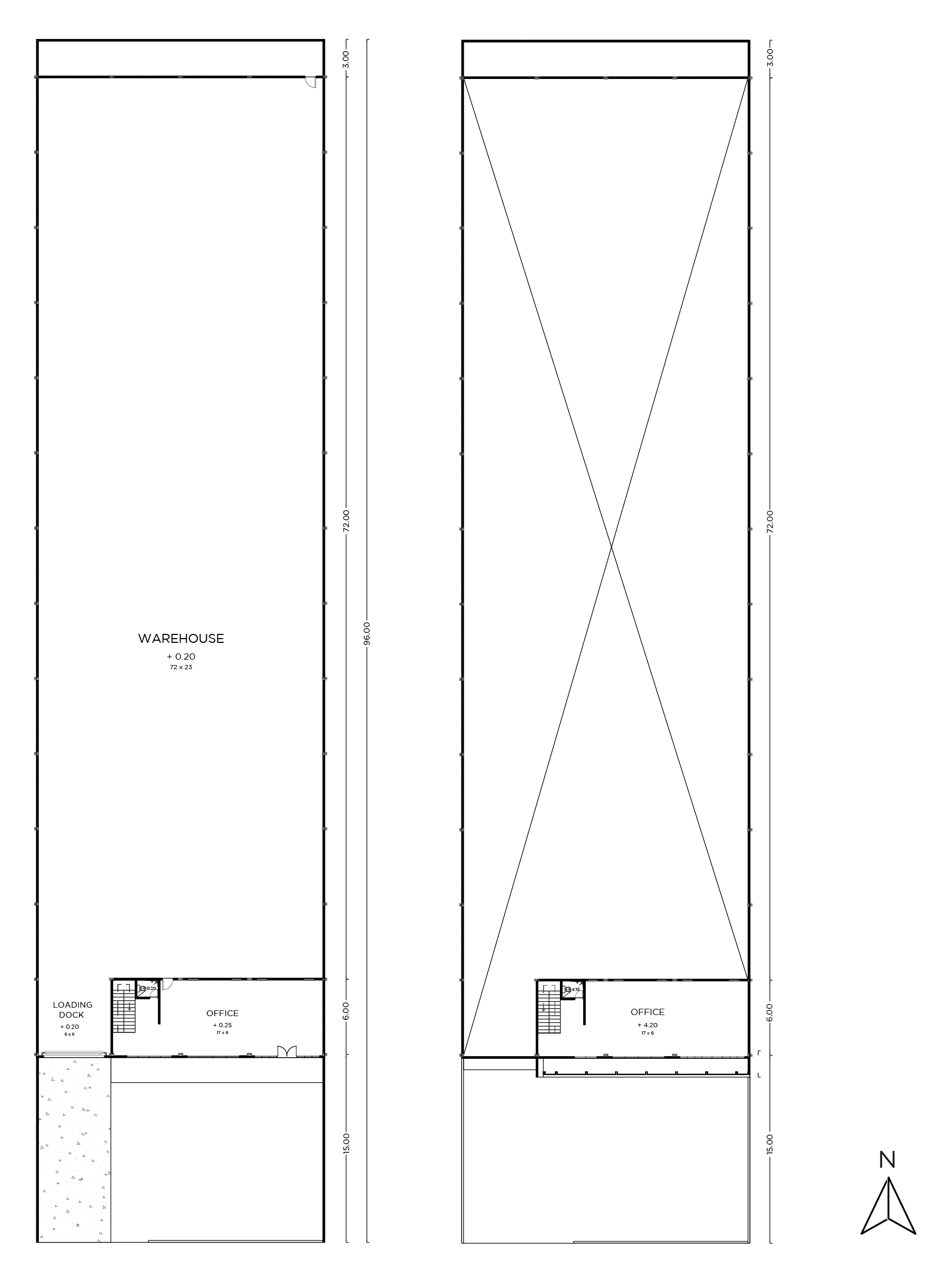 23m x 96m first and second floor plan